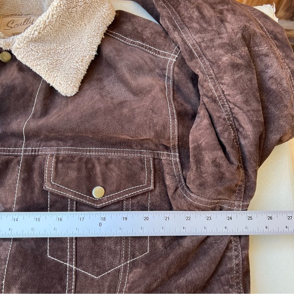 Scully Brown BOAR SUEDE PILOT JACKET with Cream Sherpa Collar Men’s Size XL - Picture 6 of 11